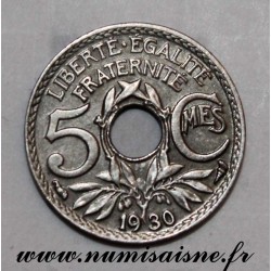 FRANCE - KM 875 - 5 CENTIMES 1930 - TYPE LINDAUER - Offset at 7h