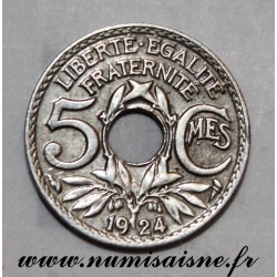 FRANCE - KM 875 - 5 CENTIMES 1924 - TYPE LINDAUER - Small Module