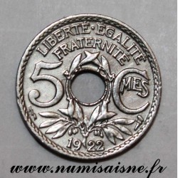 FRANKREICH - KM 875 - 5 CENTIMES 1922 - Poissy - TYP LINDAUER - Kleines Modul