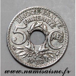 FRANCE - KM 875 - 5 CENTIMES 1933 - TYPE LINDAUER - Small Module