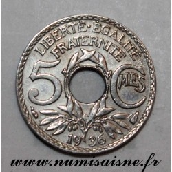 FRANCE - KM 875 - 5 CENTIMES 1936 - TYPE LINDAUER - Small Module