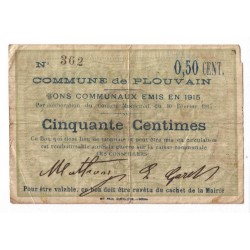 62118 - PLOUVAIN - 50 CENTIMES 10.02.1915 - TTB