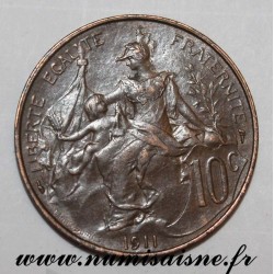 GADOURY 277 - 10 CENTIMES 1911 - TYPE DUPUIS - KM 843