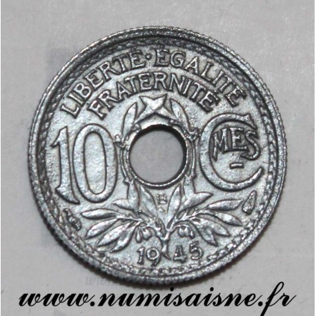 GADOURY 292 - 10 CENTIMES 1945 B - Beaumont le Roger - TYPE LINDAUER - PETIT MODULE - KM 906