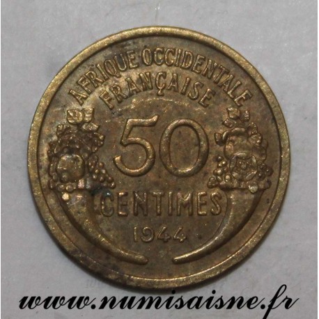 AFRIQUE OCCIDENTALE FRANCAISE - KM 1 - 50 CENTIMES 1944