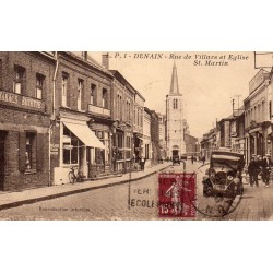 59220 - DENAIN - RUE DE VILLARS ET EGLISE ST MARTIN