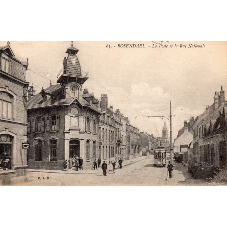 County 59240 - LE NORD - ROSENDAEL - THE POST OFFICE AND THE NATIONAL STREET