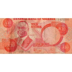 NIGERIA -  PICK 25 b - 10 NAIRA - SIGN 7 - (1984)