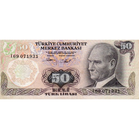 TURKEY - PICK 188 - 50 LIRA - L.1970 (1976)