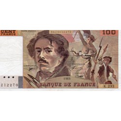 FAY 69BIS/08 - 100 FRANCS DELACROIX 1993 - TYPE 1978 - "imprimé en continu" - PICK 154