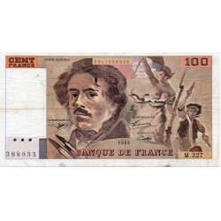 FRANKREICH - FAY 69BIS/08 - 100 FRANCS DELACROIX 1993 - TYPE 1978 - "imprimé en continu" - PICK 154