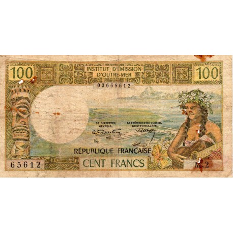 TAHITI - PICK 24 b - 100 FRANCS (1973 )