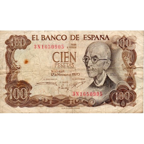 SPAIN - PICK 152 a - 100 PESETAS - 17/11/1970