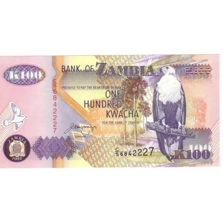 ZAMBIA - PICK 38 c - 100  KWACHA - 1992 - UNC