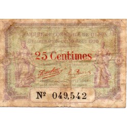 21 - DIJON - CHAMBRE DE COMMERCE - 25 CENTIMES - 30/08/1920