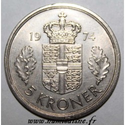 DANEMARK - KM 863 - 5 KRONER 1974 - MARGUERITE II