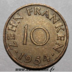 ALLEMAGNE - SARRE - KM 1 - 10 FRANKEN 1954