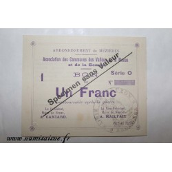 County 08 - MEZIERES BRAUX - VOUCHER OF 1 FRANC 1915 - BANK 'CAISSE D'EPARGNE' - SPECIMEN