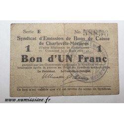 08 - CHARLEVILLE-MÉZIÈRES - BON DE 1 FRANC 1916 - 11.03 - DV