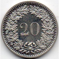 SCHWEIZ - KM 29.a - 20 CENTIMES 1980 - KOPF VON LIBERTAS