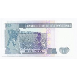 PERU - PICK 129 - 10 INTIS - 26.06.1987 - UNC