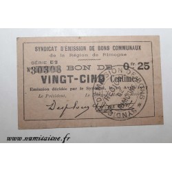 County 08 - RIMOGNE - VOUCHER OF 25 CENTIMES 1917