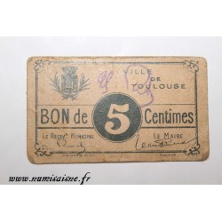 31 - TOULOUSE - BON DE 5 CENTIMES - DV