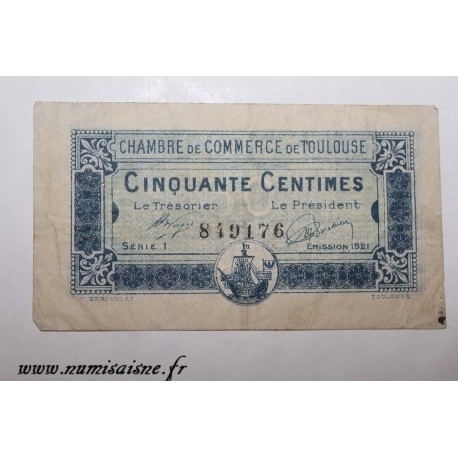 31 - TOULOUSE - 50 CENTIMES 1920 - 13.10 - CHAMBRE DE COMMERCE - DV