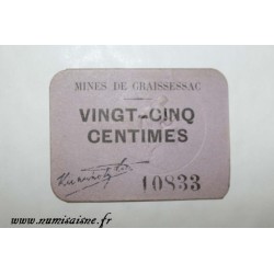 34 - GRAISSESSAC - 25 CENTIMES - MINES - DV