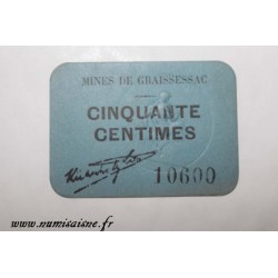 34 - GRAISSESSAC - 50 CENTIMES - MINES - DV