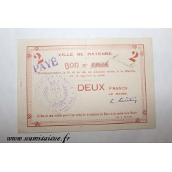 53 - MAYENNE - BON DE 2 FRANC - DV