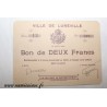 54 - LUNEVILLE - BON DE 2 FRANCS 1914 - 10.08 - DV