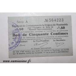 County 55 - MONTMEDY - VOUCHER OF 50 CENTIMES 1916 - 05.07