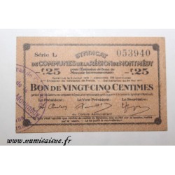 55 - MONTMEDY - BON DE 25 CENTIMES 1916 - 05.07 - DV