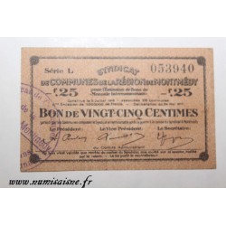 County 55 - MONTMEDY - VOUCHER OF 25 CENTIMES 1916 - 05.07