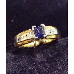 RING 2 GOLD - 18 KARAT - SAPHIR 2.5 MM UND 6 GLÄNZEND