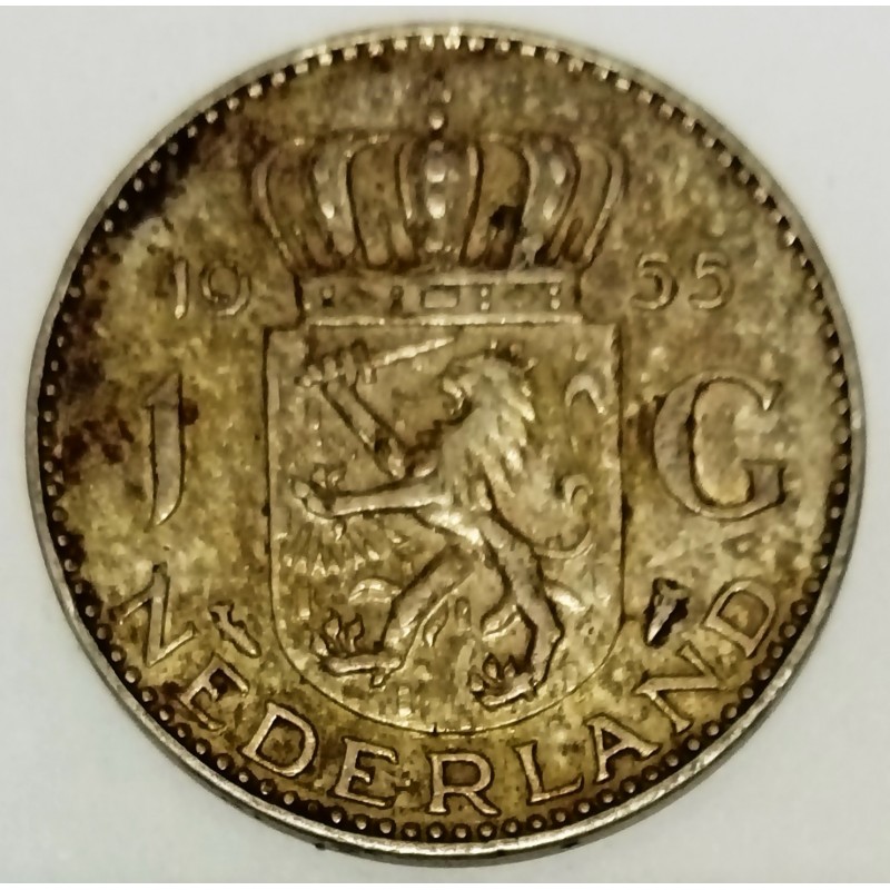 Netherlands Km 184 1 Gulden 1955 Juliana 