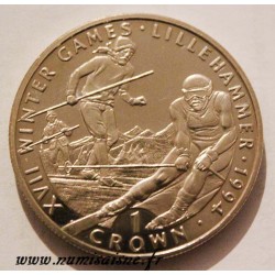 GIBRALTAR - KM 148 - 1 CROWN 1993 - XVII WINTER GAMES - Lillehammer - Ski