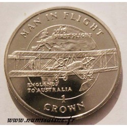 INSEL MAN -  KM 421 - 1 CROWN 1994 - ERSTER FLUG ENGLAND NACH AUSTRALIEN