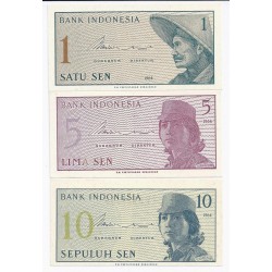 INDONESIE - 1, 5, 10 SEN -...