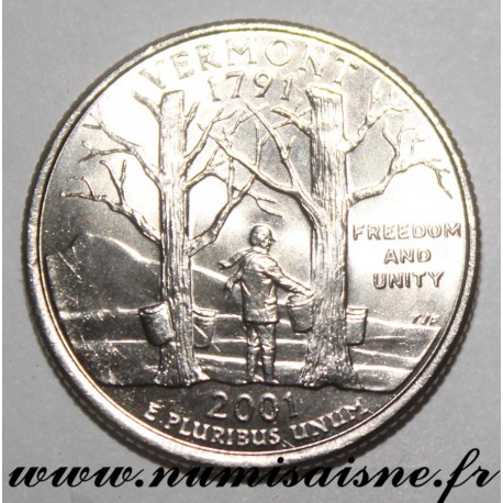 ETATS UNIS - KM 321 - 1/4 DOLLAR 2001 D - Denver - VERMONT