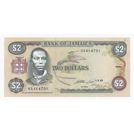 JAMAICA - PICK 69 e - 2 DOLLARS - 01/02/1993