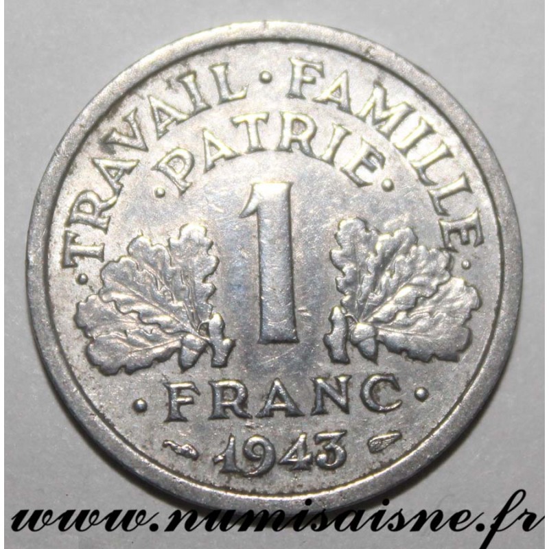 GADOURY 471 - 1 FRANC 1943 B - Beaumont Le Roger - TYPE BAZOR Légère ...