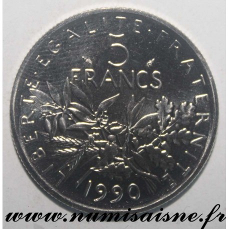 FRANKREICH - KM 926a - 5 FRANCS 1990 - TYP SAMANN