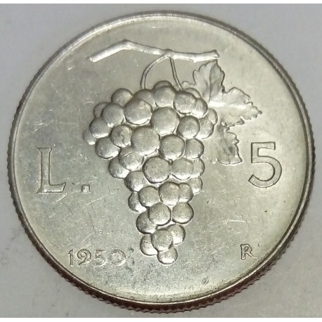 ITALIE - KM 89 - 5 LIRE 1950 - RAISIN