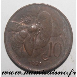 ITALIE - KM 60 - 10 CENTESIMI 1921- VICTOR EMMANUEL III - Désaxée à 1H