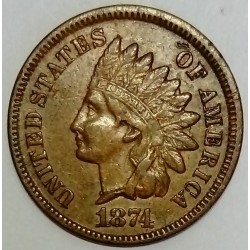 VEREINIGTE STAATEN - KM 90a- 1 CENT 1874 - INDIAN Kopf