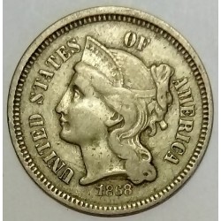 ETATS UNIS - KM 95 - 3 CENTS 1868 - CORONET HEAD