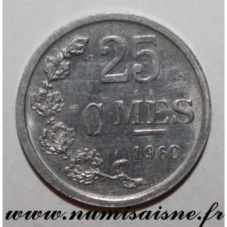 LUXEMBURG - KM 45a - 25 CENTIMES 1960