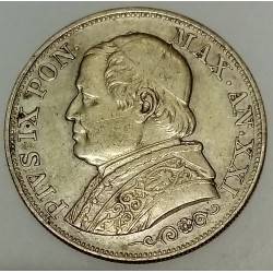 ITALIE - ETATS PONTIFICAUX - KM 1378 - 1 LIRA 1866 R XXI - PIE IX